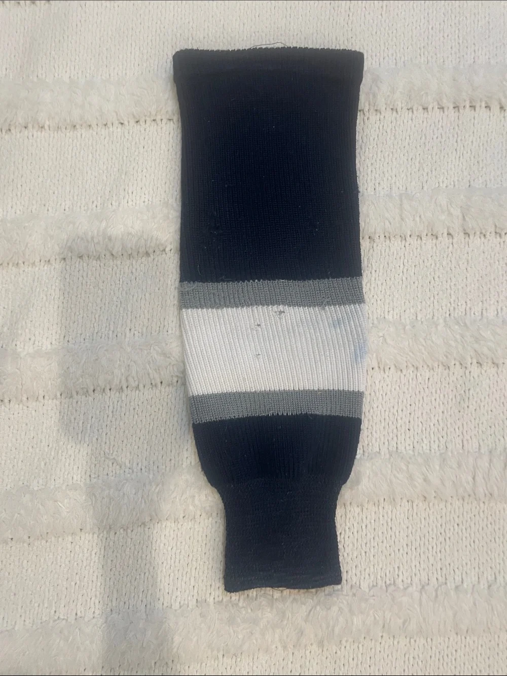 Junior Hockey socks navy blue & White Stretch Rib 19”x6 3/4” boys girls unisex
